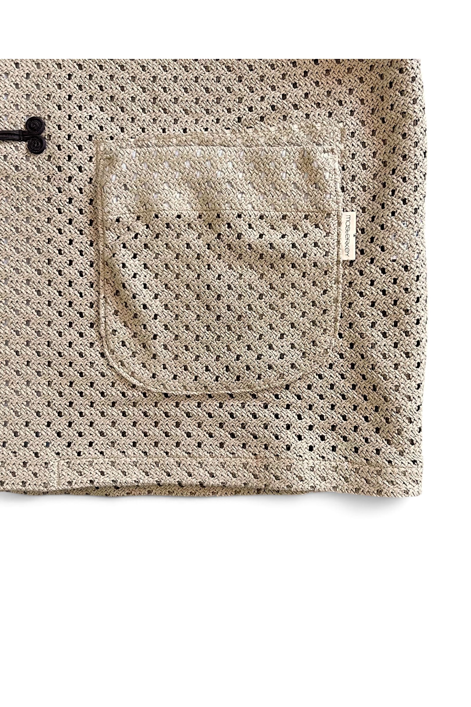 WOVEN-CARDIGAN / ウーブンカーディガン : メッシュカーディガン - BEIGE