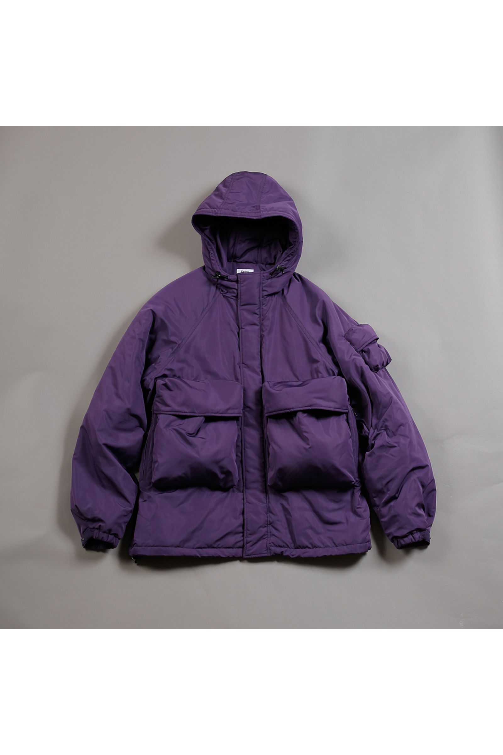 中綿ジャケット  : BIG POCKET HOODED PUFF JACKET "HYATT PUFF" / ビッグポケットフーデッドパフジャケット - パープル