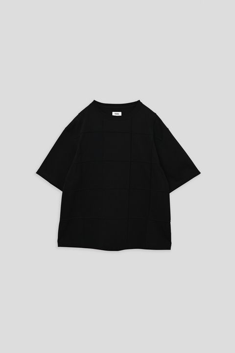 VINCENT / BLOCK STITCH TOP コットンジャージーTシャツ - BLACK