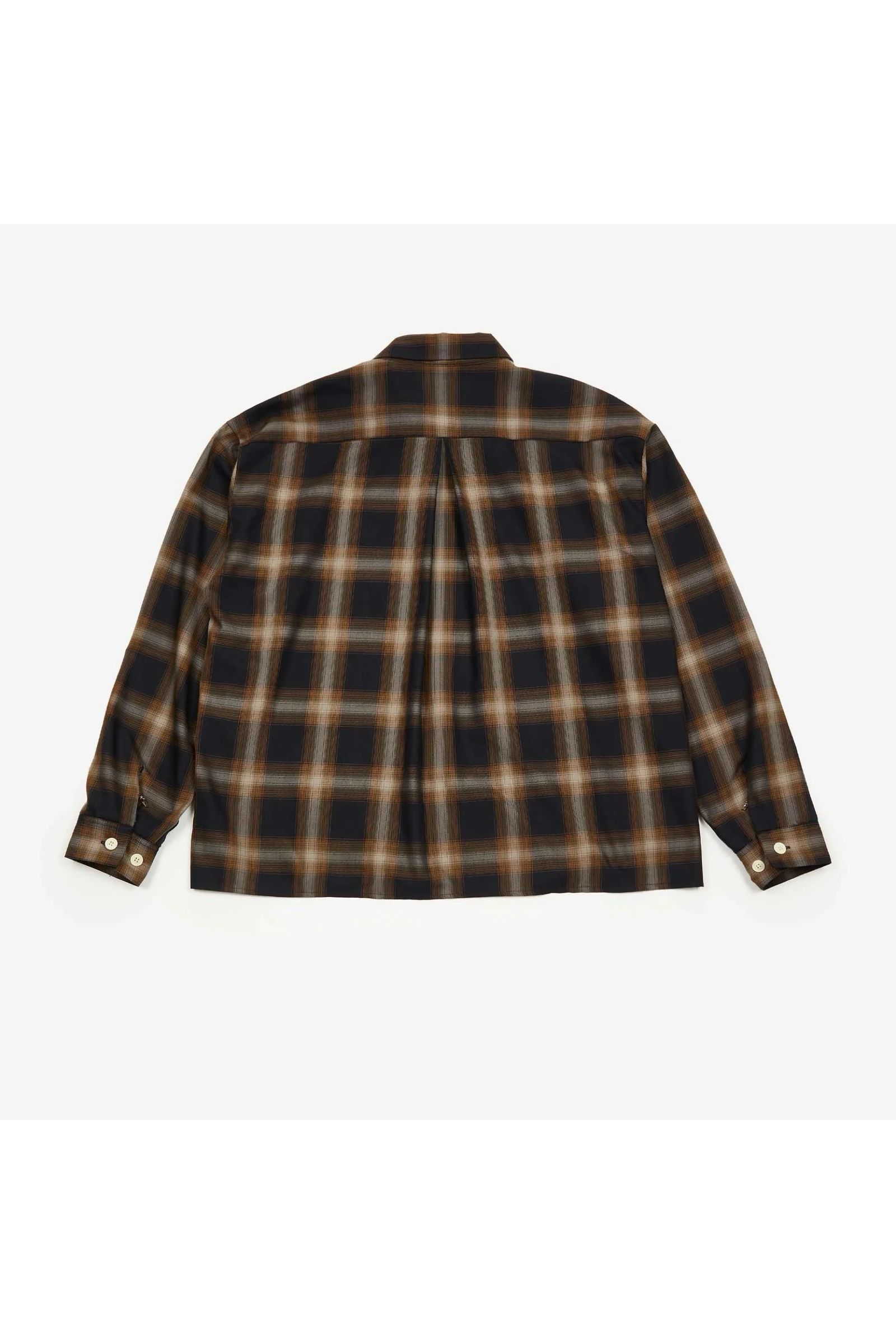 Ombre check SH shirt / オンブレチェックシャツ - BLAK