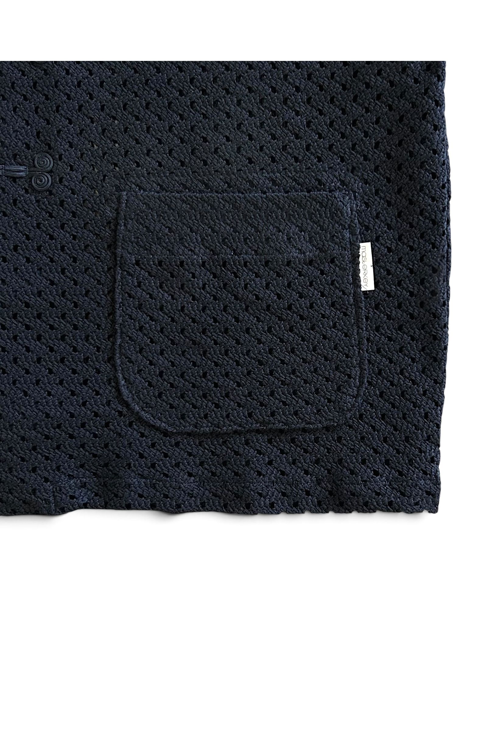 WOVEN-CARDIGAN / ウーブンカーディガン : メッシュカーディガン - BLACK