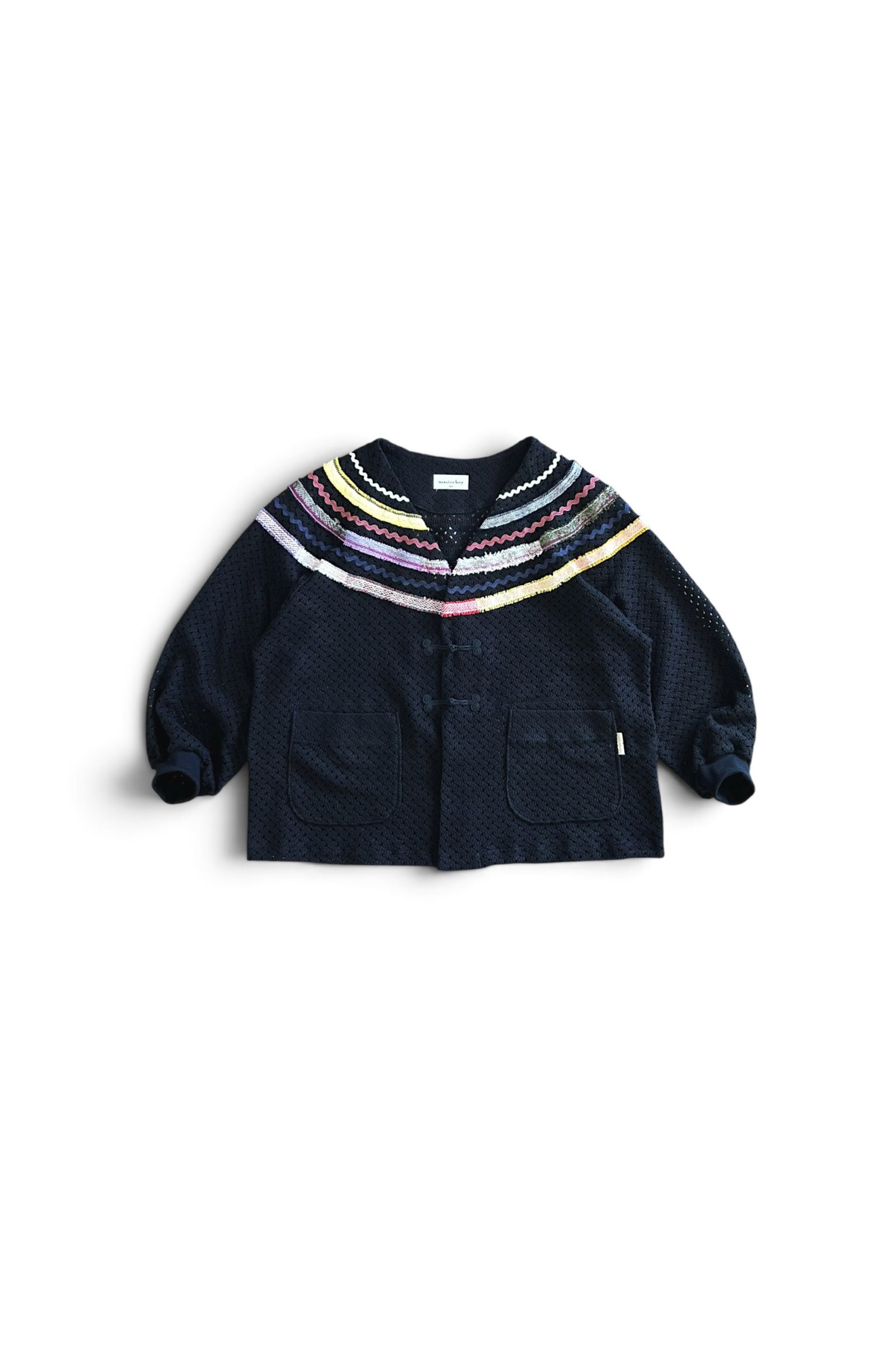 WOVEN-CARDIGAN / ウーブンカーディガン : メッシュカーディガン - BLACK