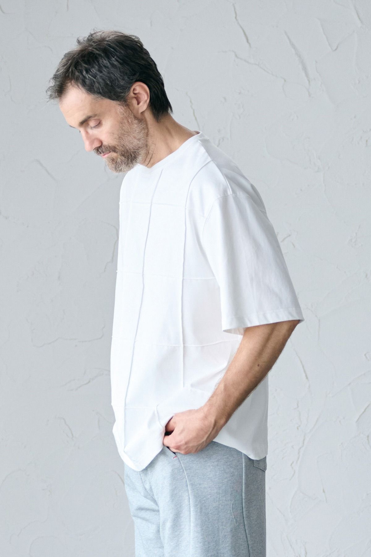 VINCENT / BLOCK STITCH TOP コットンジャージーTシャツ - OFFWHITE
