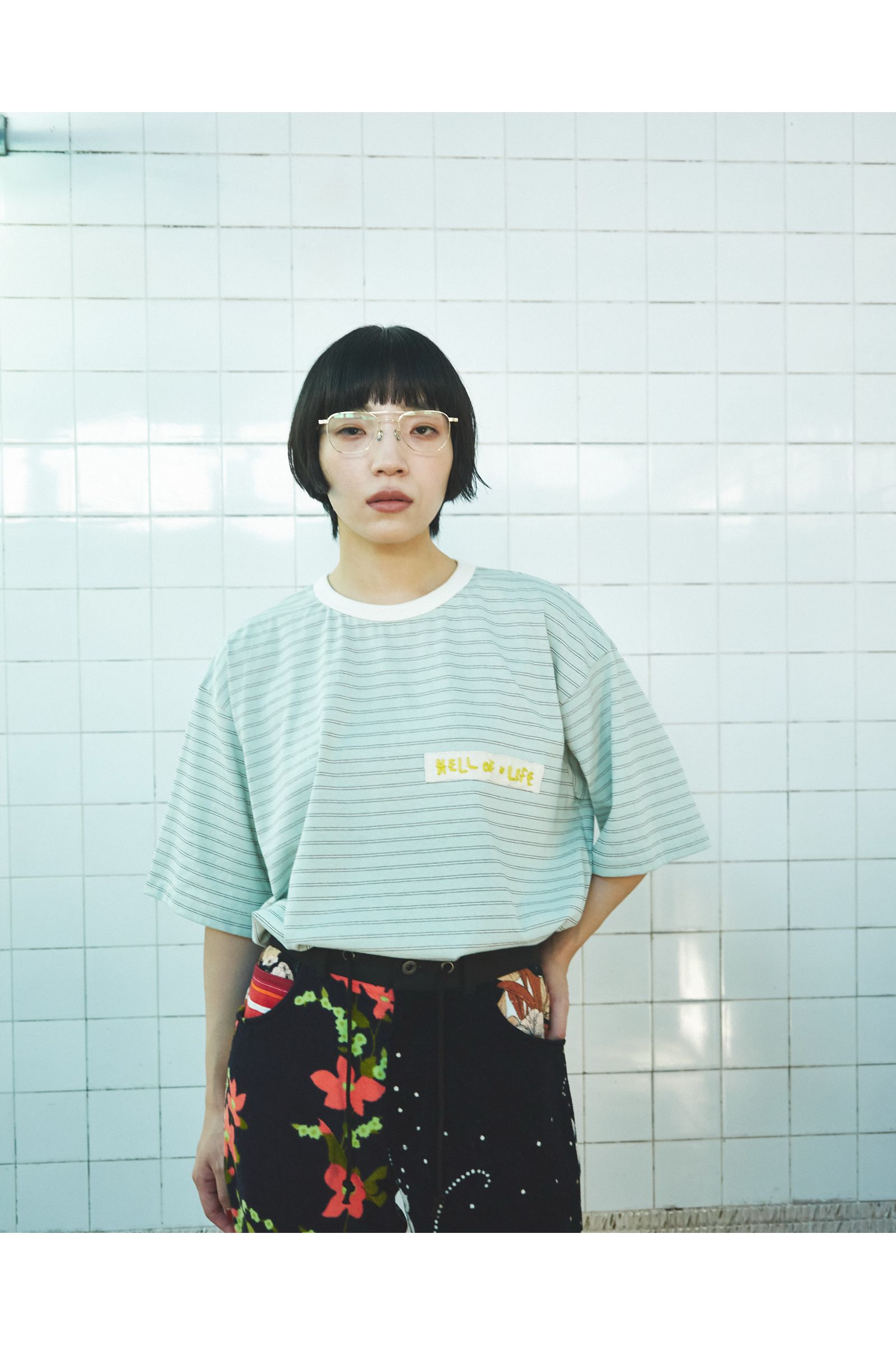 ECHOES-TEE  / エコーズTシャツ : ボーダーTシャツ - MINT