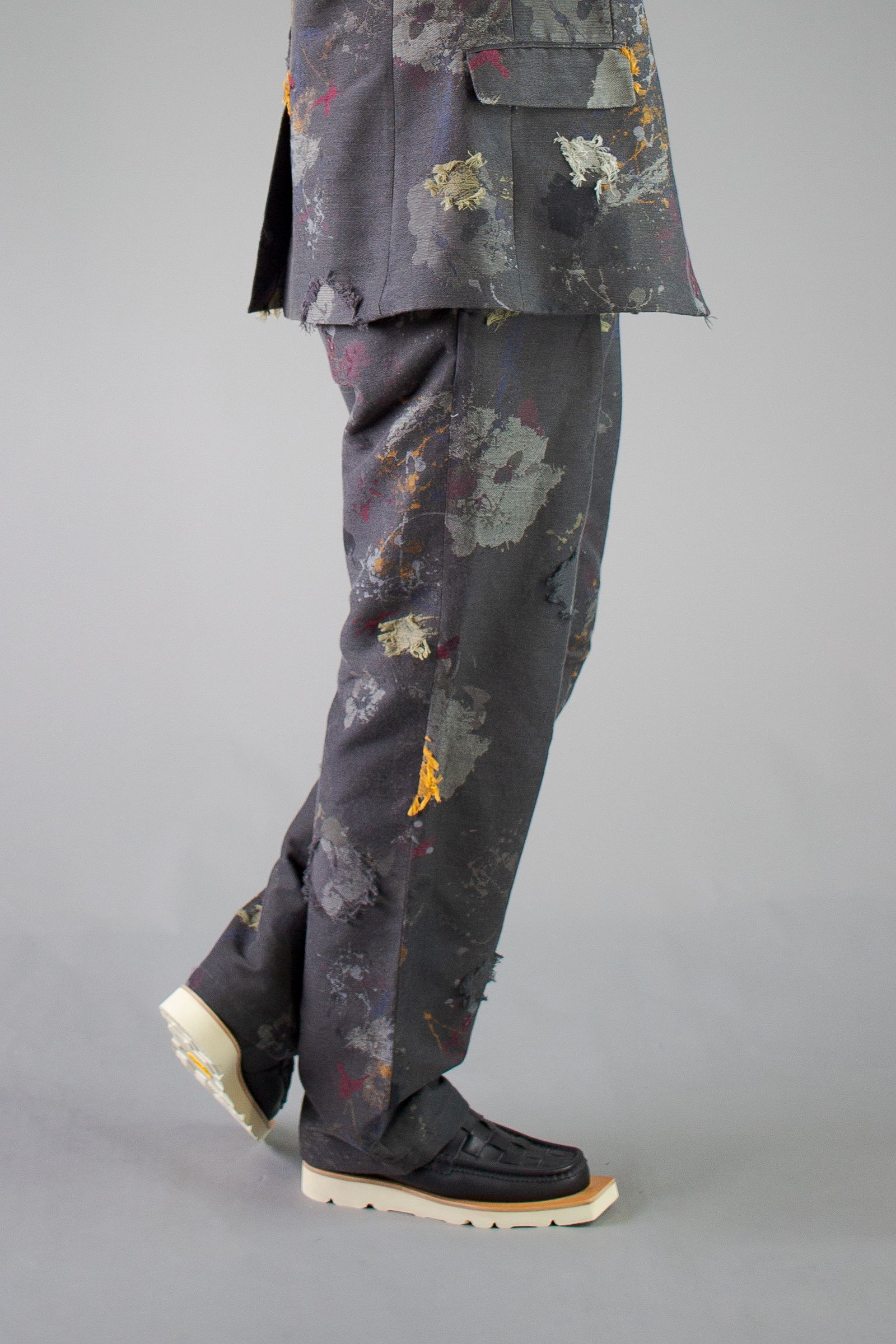 paint jacquard trousers - charcoal gray