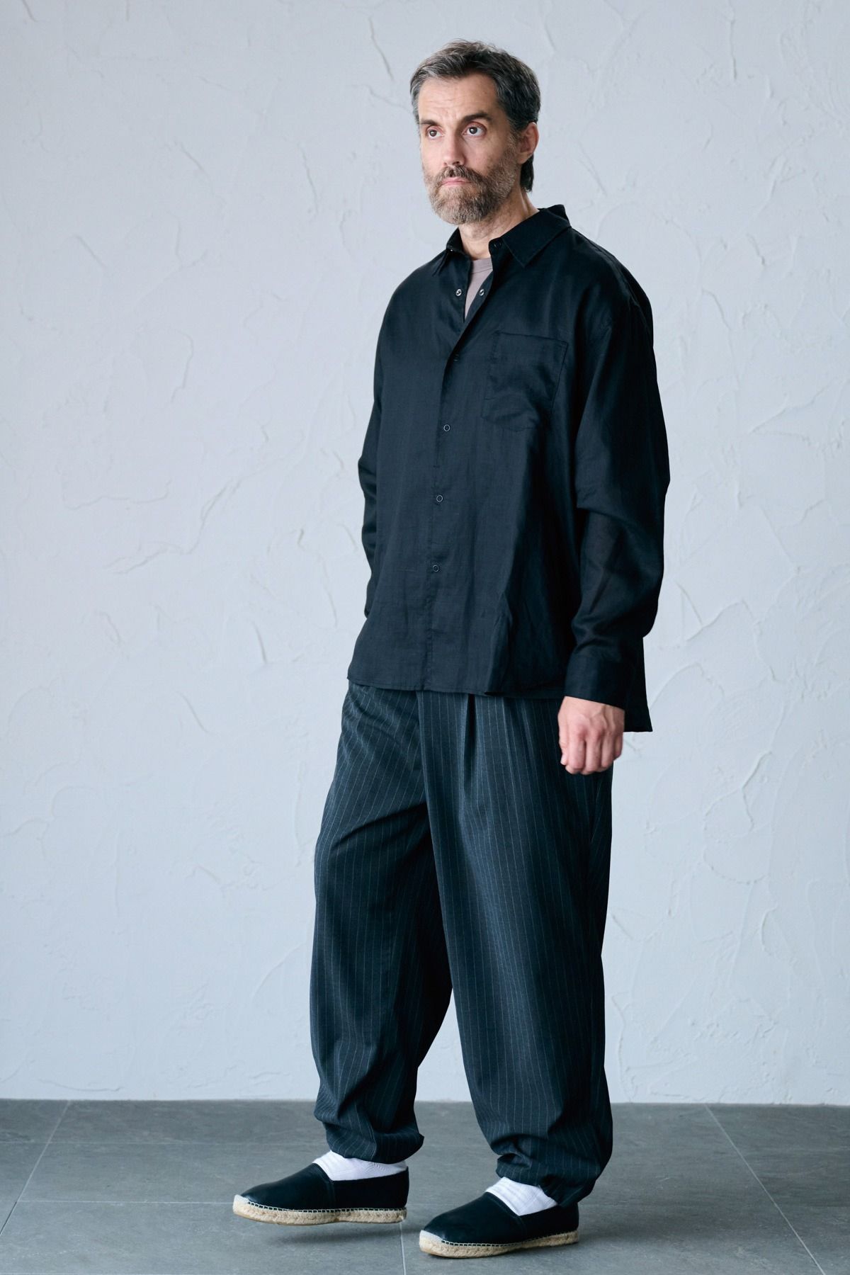 FRIESZ / LINEN LS SHIRT リネン長袖シャツ - BLACK