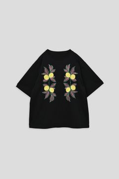 MEGURU / NEEDLE PATCH TOP 刺繍Tシャツ - BLACK