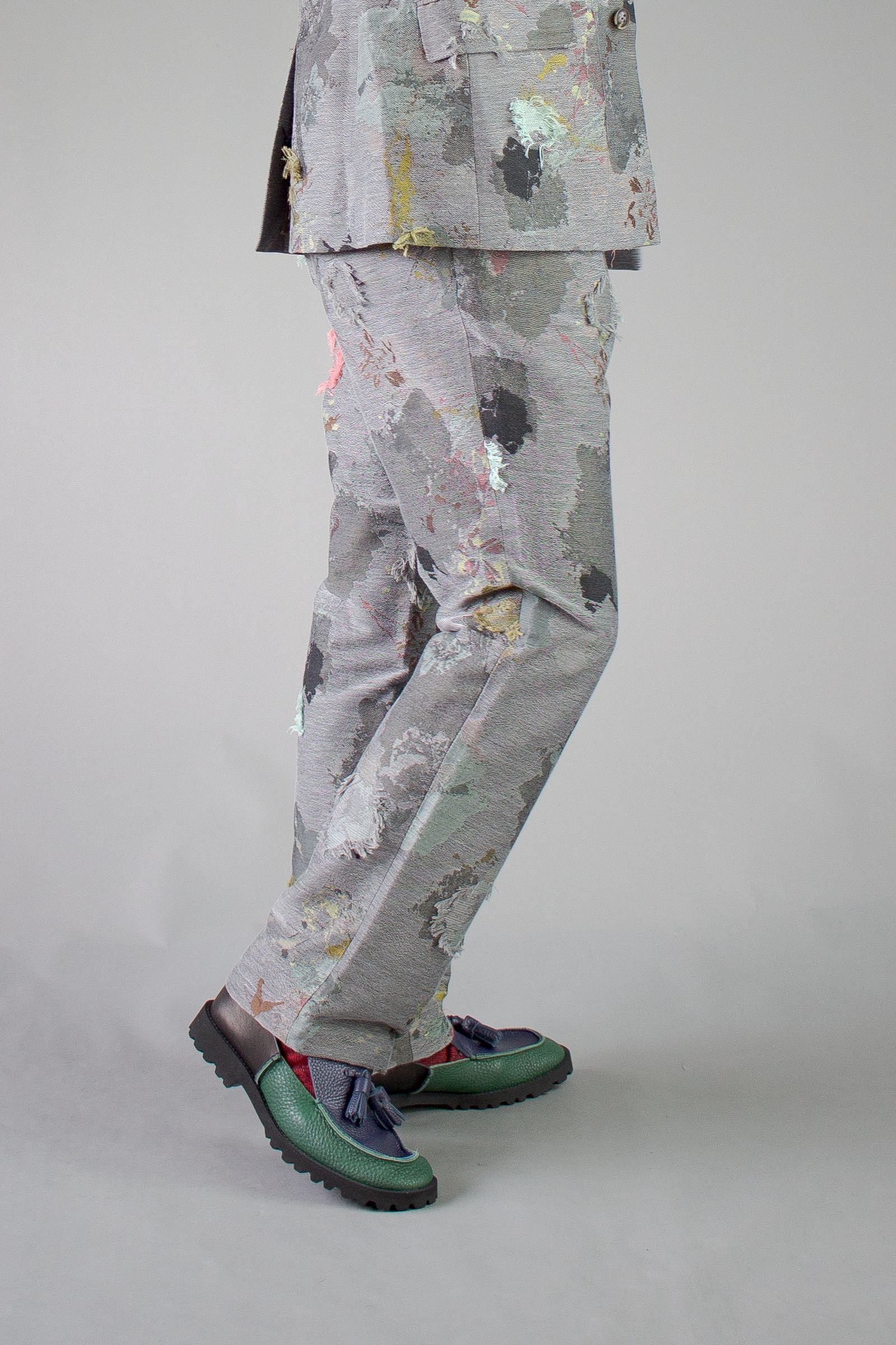 paint jacquard trousers - gray