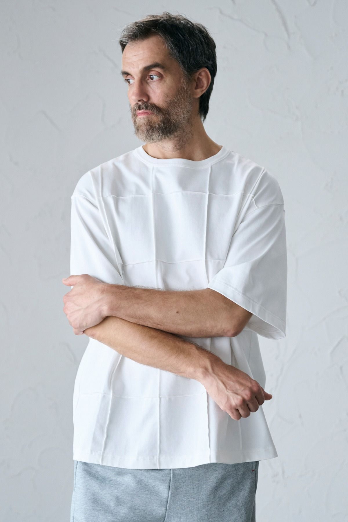 VINCENT / BLOCK STITCH TOP コットンジャージーTシャツ - OFFWHITE