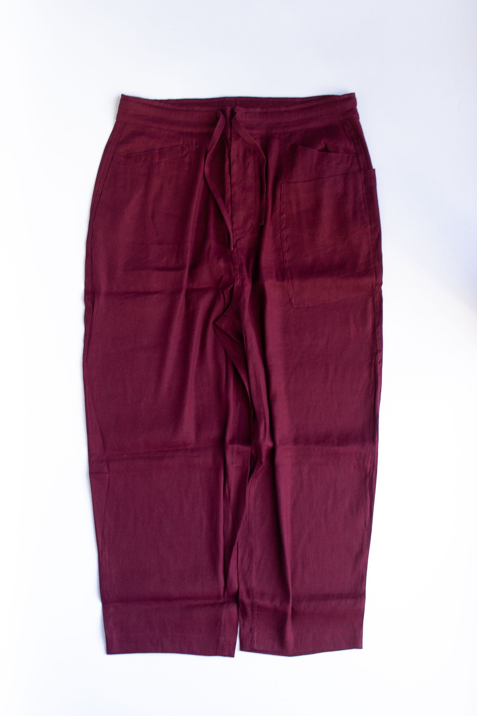 リラックスパンツ : LINEN・RAYON TAPERED TROUSER / リネン・レーヨンテーパードトラウザー"PATICA" - ボルドー