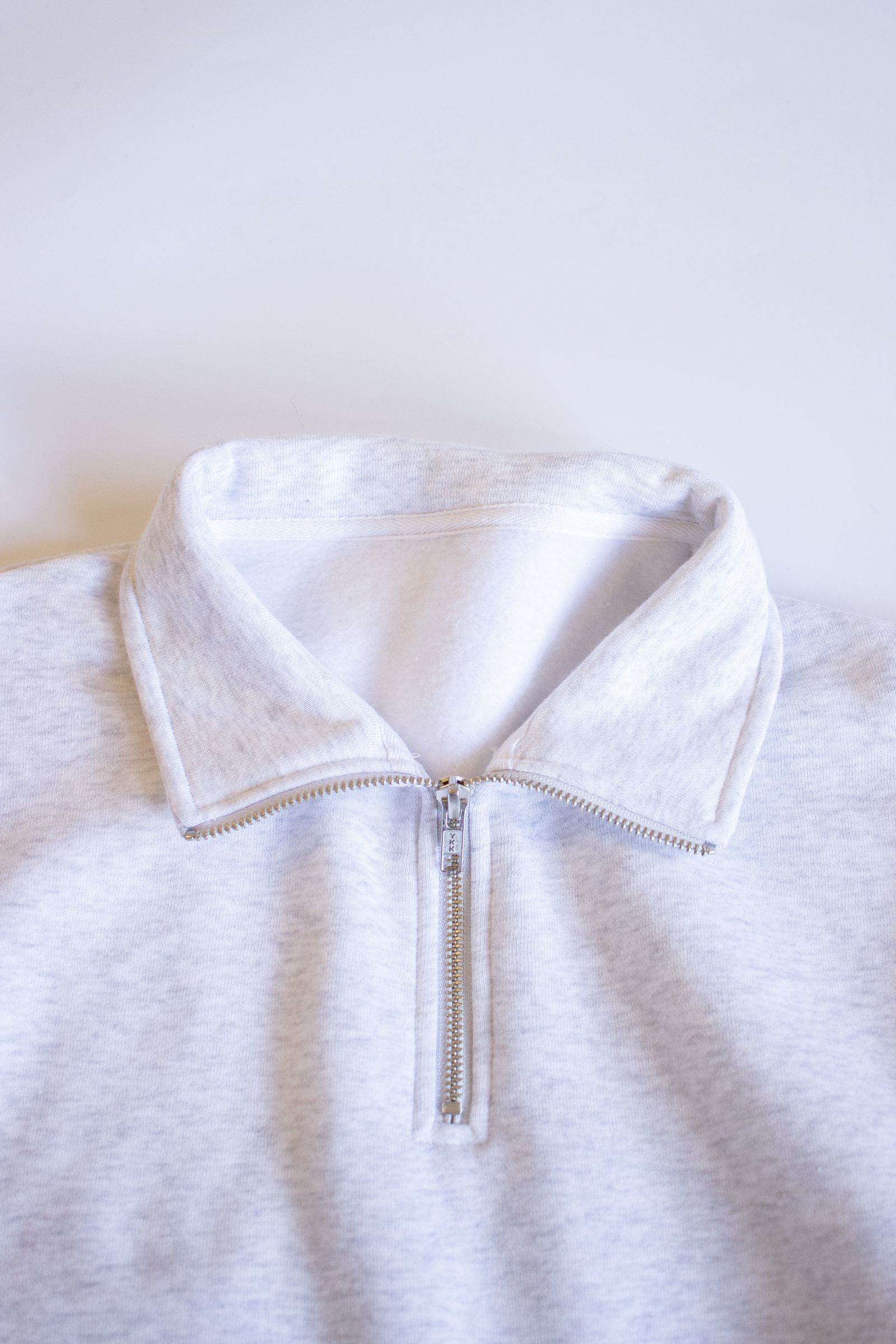 FAT Sleeve half-zip jacket / ファットスリーブハーフジップジャケット(裏起毛スウェット) - シャギーニットチャコール