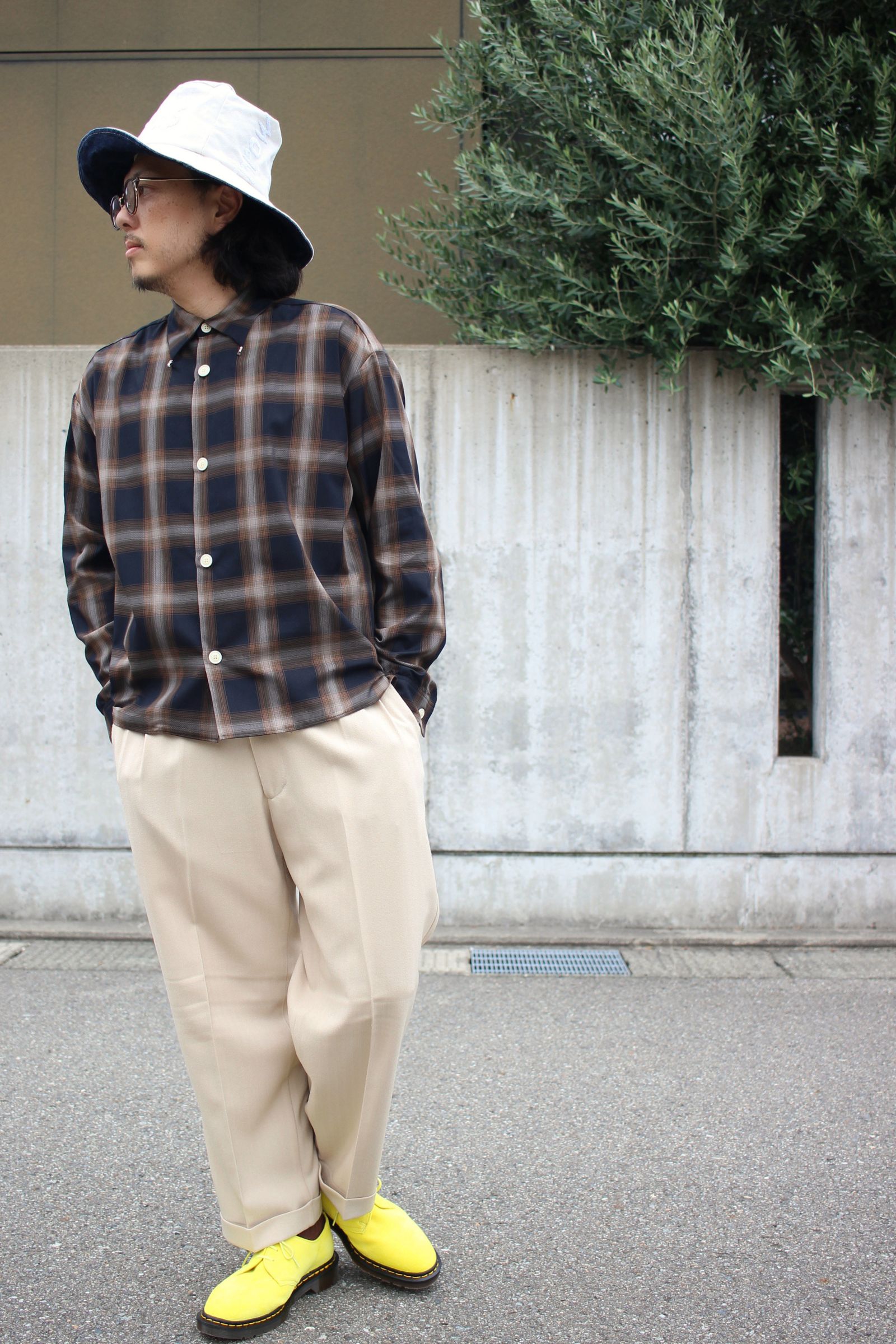 Ombre check SH shirt / オンブレチェックシャツ - BLACK