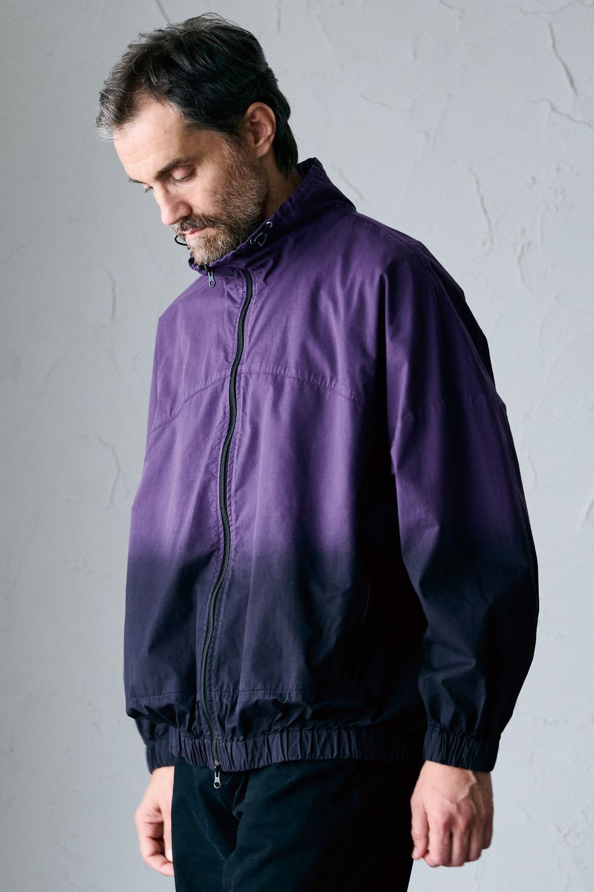 VILLON / STEP DYEING JACKET グラデーション染めトラックジャケット - PURPLE