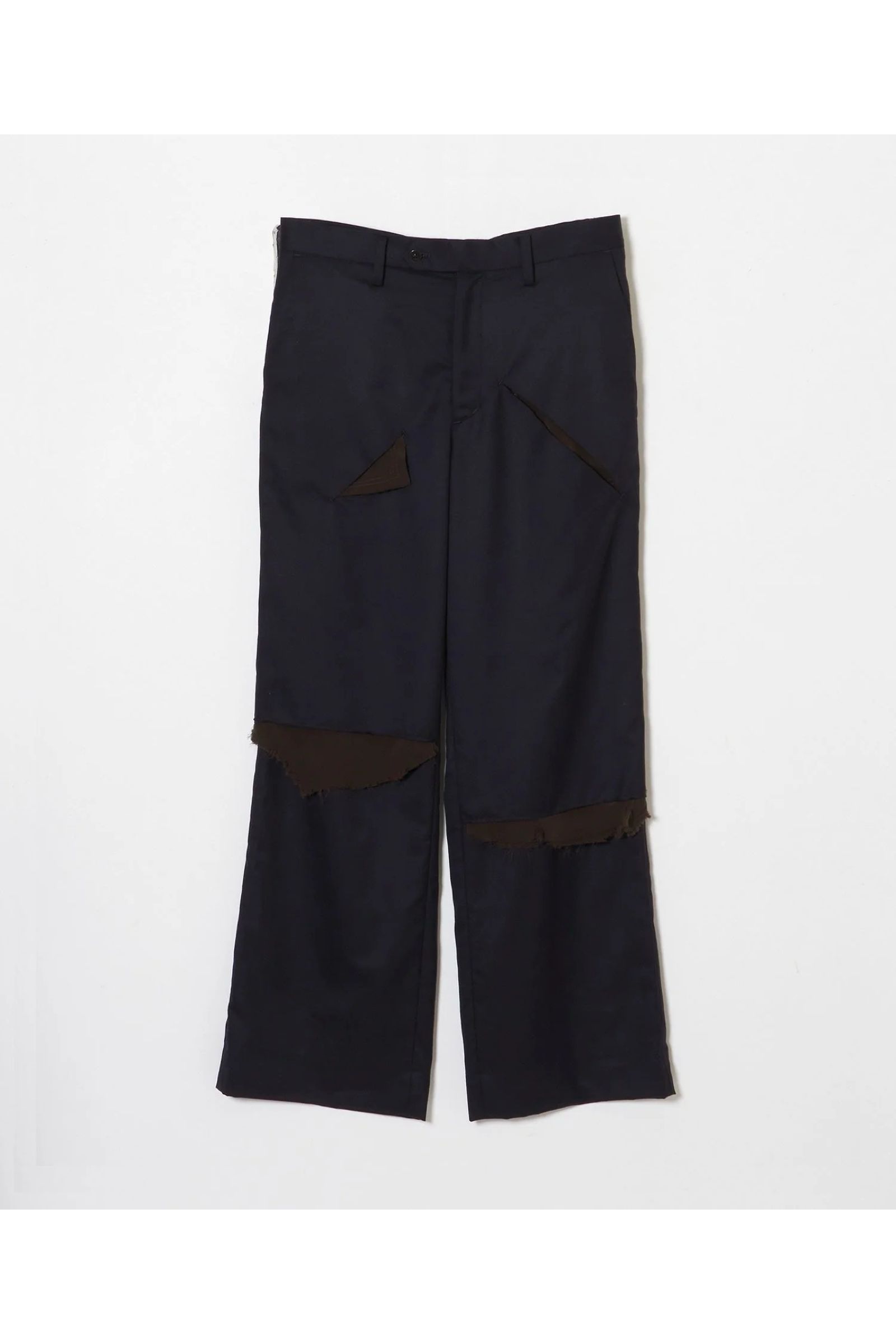 Frayed wool slacks / フレイド ウール スラックス - NAVY