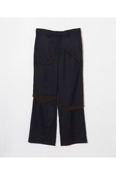 Frayed wool slacks / フレイド ウール スラックス - NAVY