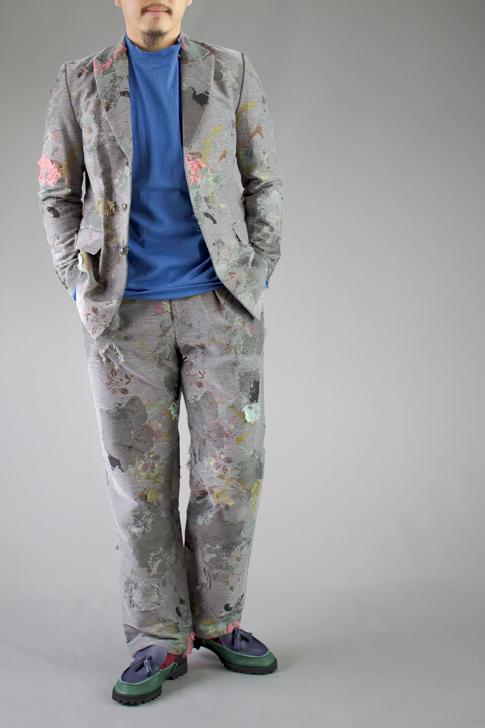 paint jacquard trousers - gray