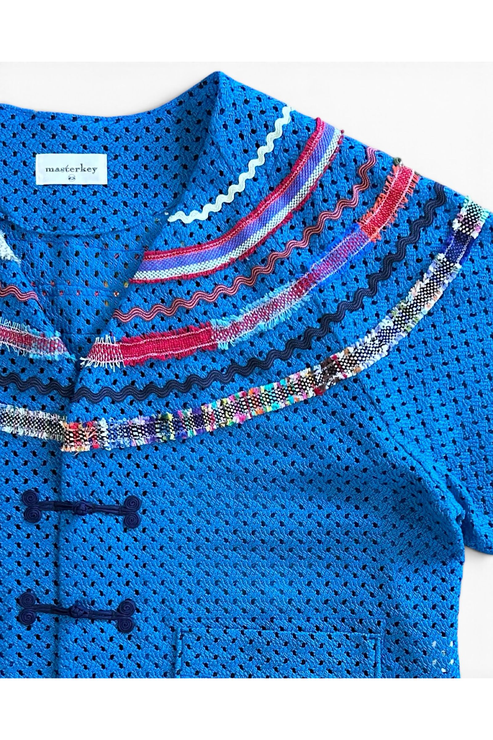 WOVEN-CARDIGAN / ウーブンカーディガン : メッシュカーディガン - BLUE