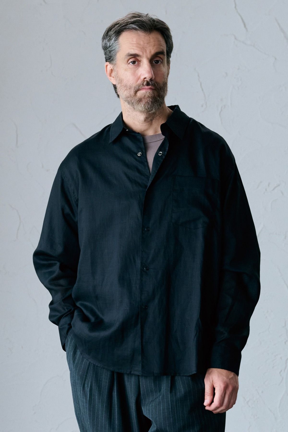 FRIESZ / LINEN LS SHIRT リネン長袖シャツ - BLACK