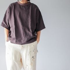 Chloro 裾のリブが特徴のフレンチリネンtシャツ リブプルオーバー Tomoshibi
