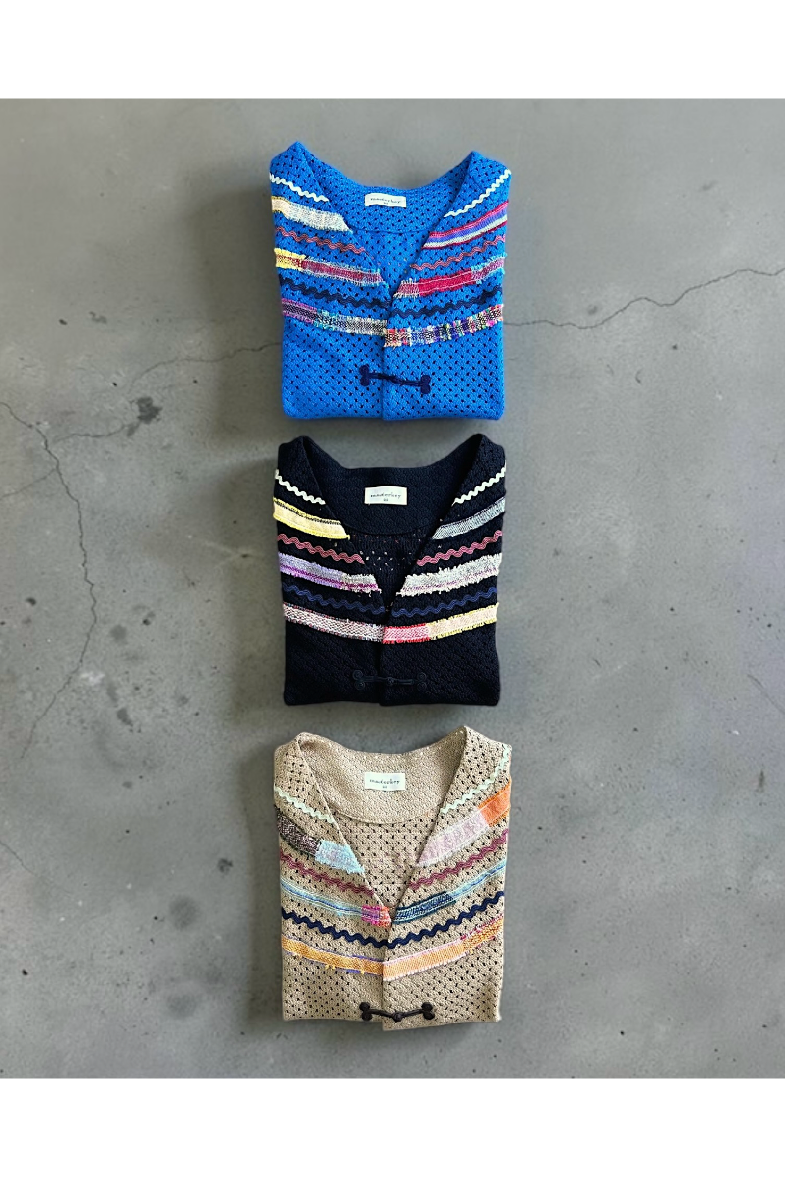WOVEN-CARDIGAN / ウーブンカーディガン : メッシュカーディガン - BLACK