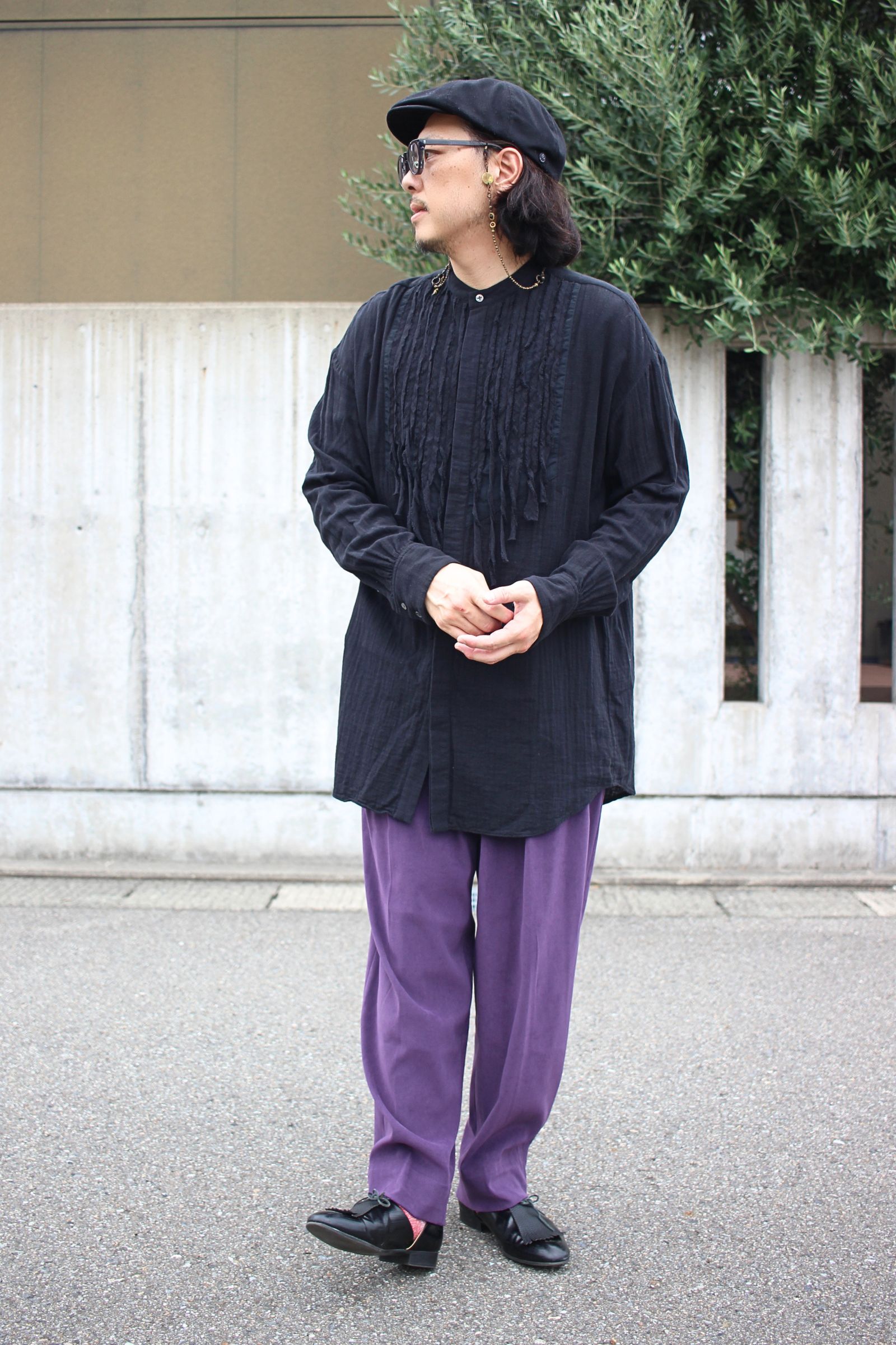 Gauze dress shirt / ガーゼドレスシャツ - BLACK