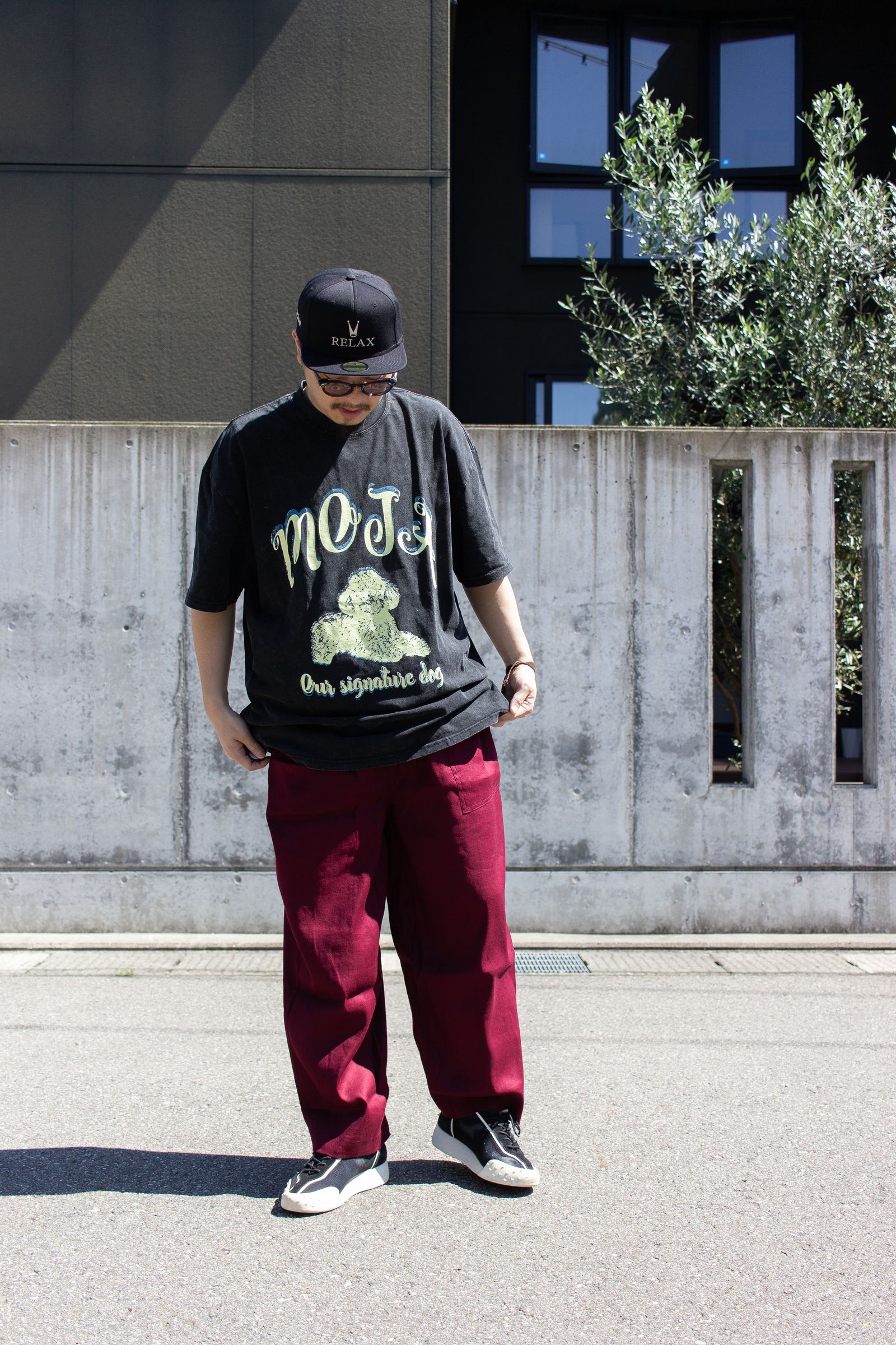 リラックスパンツ : LINEN・RAYON TAPERED TROUSER / リネン・レーヨンテーパードトラウザー"PATICA" - ボルドー