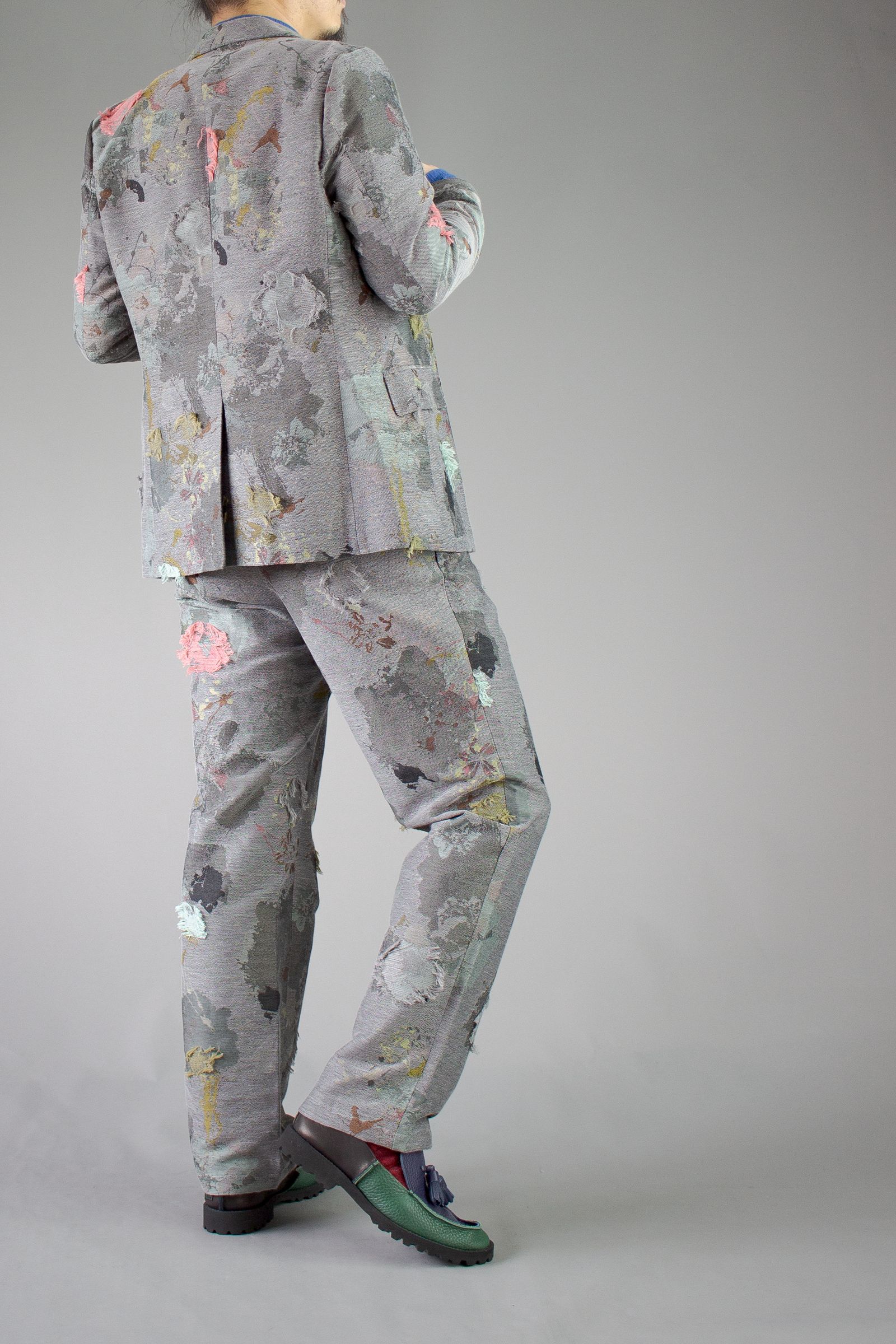 paint jacquard trousers - gray