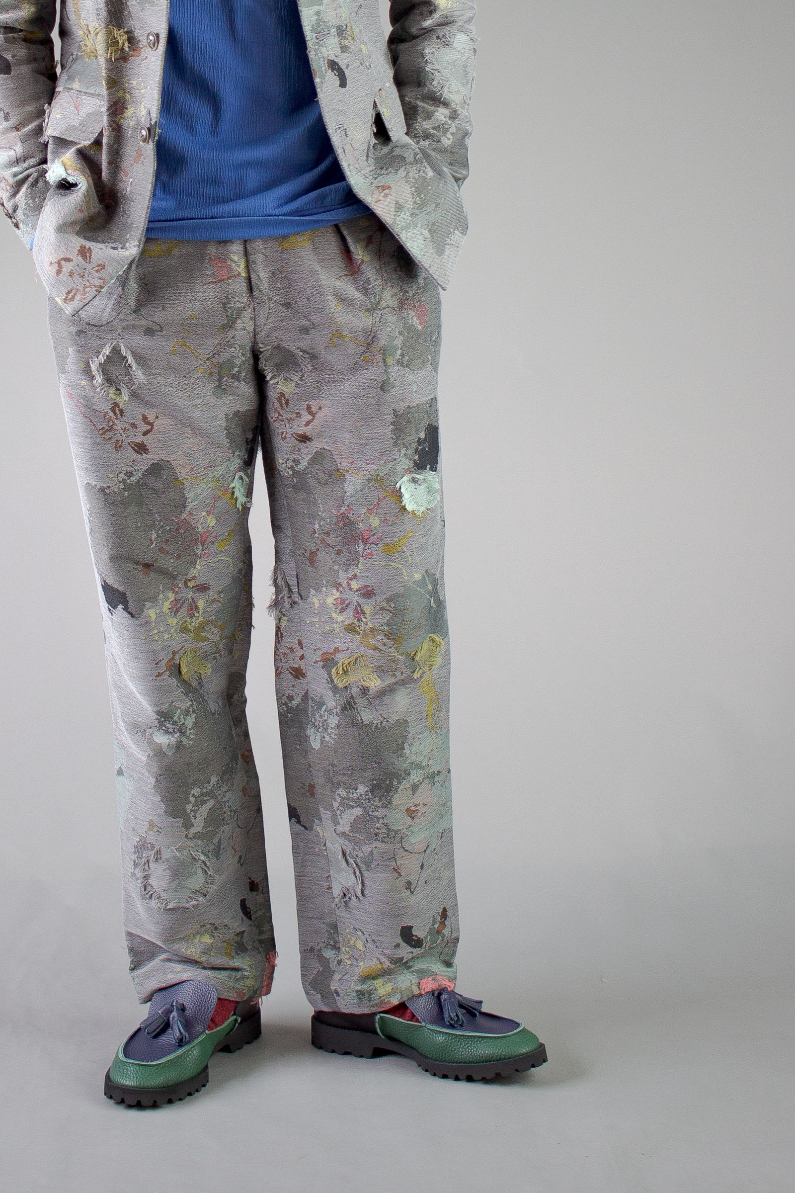 paint jacquard trousers - gray
