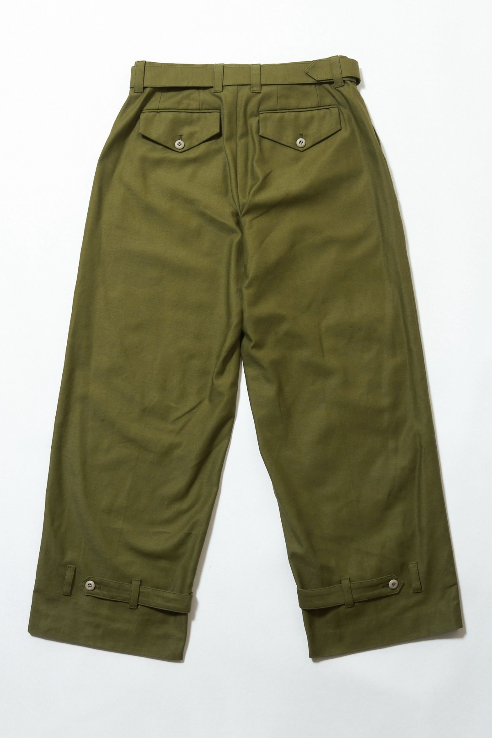 ワイドパンツ : Military satin belted PT / ミリタリーサテンベルテッドパンツ - khaki