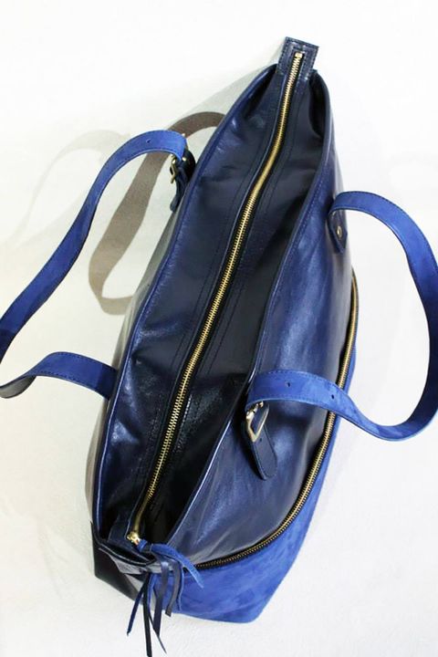 2トーンレザートートバッグ