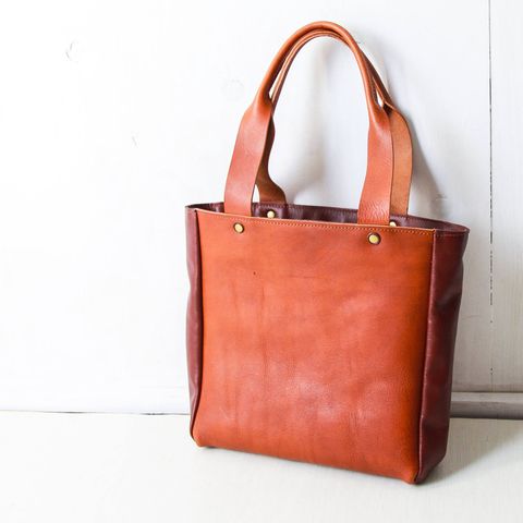 牛革2トーントートバッグ