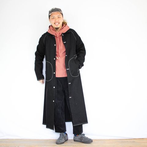 RYUのロングコートを使ったコーディネート【土曜日】