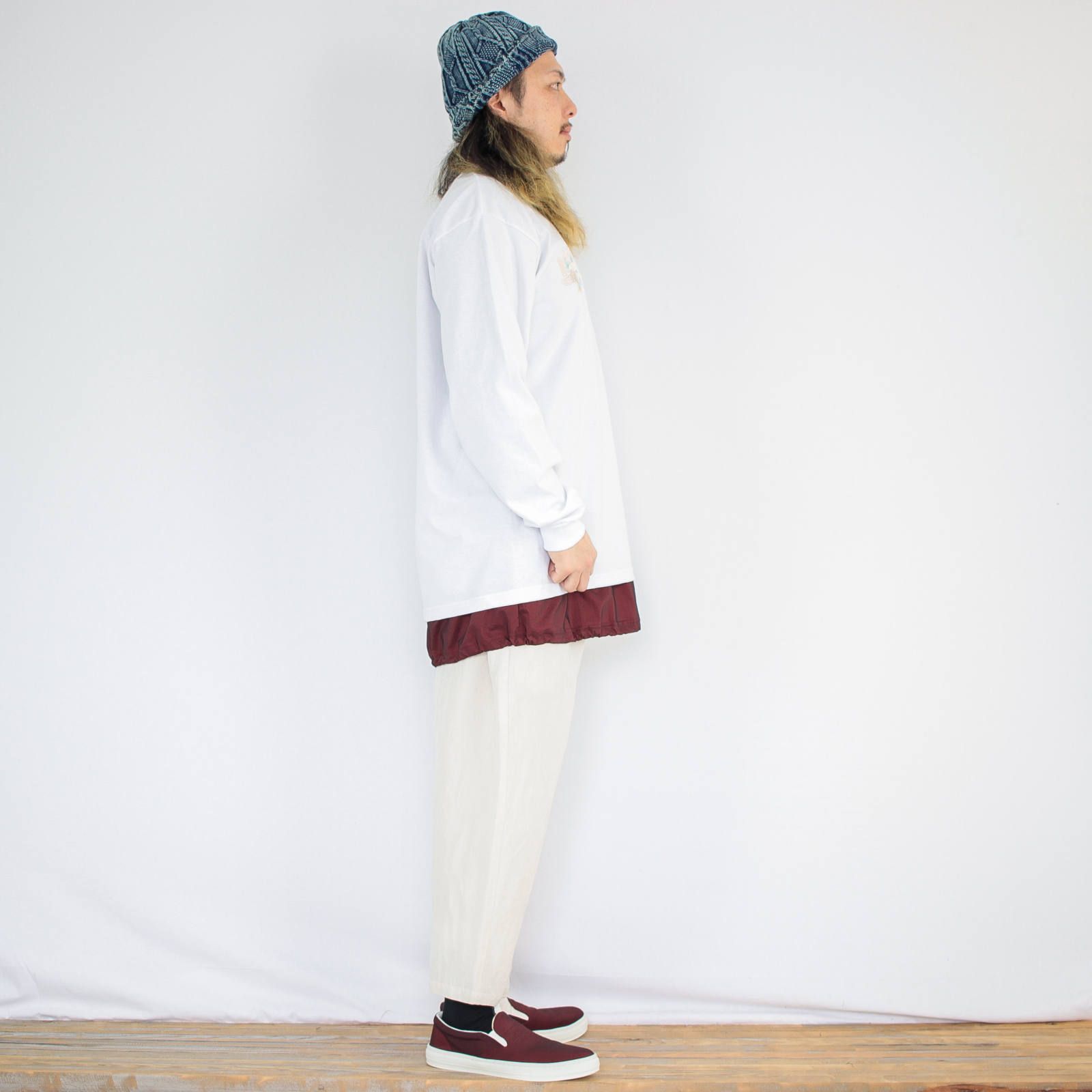 cobachiの刺繍長袖Tシャツを使ったコーディネート【土曜日】