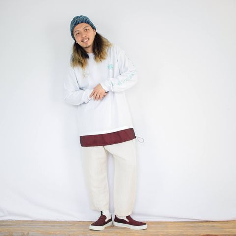cobachiの刺繍長袖Tシャツを使ったコーディネート【土曜日】