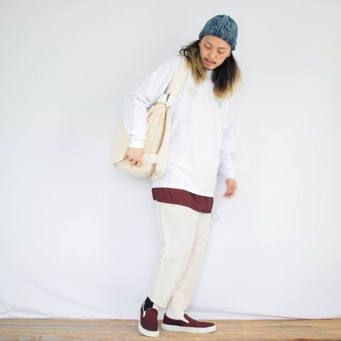 cobachiの刺繍長袖Tシャツを使ったコーディネート【土曜日】