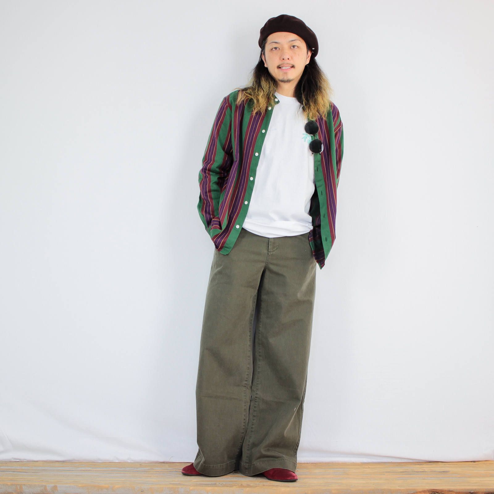 cobachiの刺繍長袖Tシャツを使ったコーディネート【日曜日】
