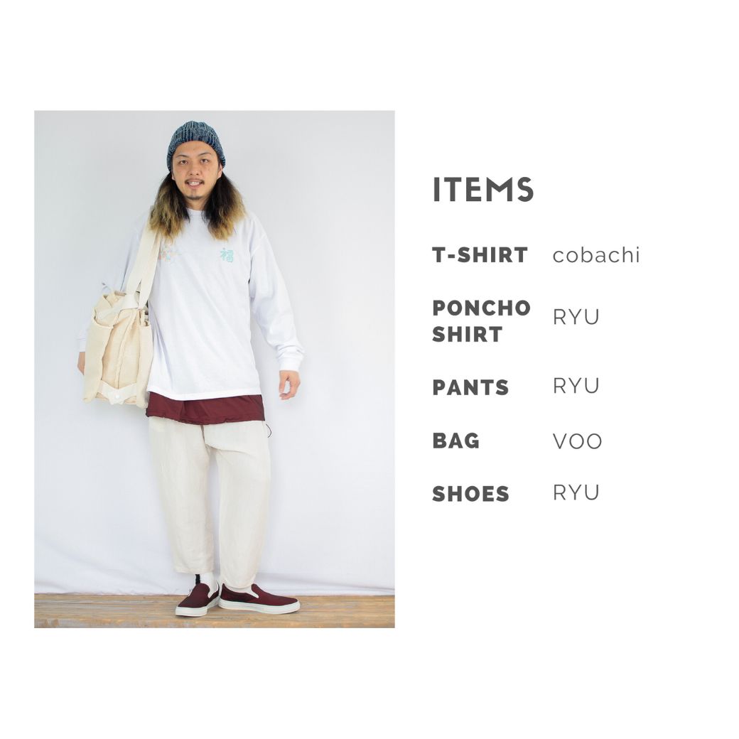 cobachiの刺繍長袖Tシャツを使ったコーディネート【土曜日】