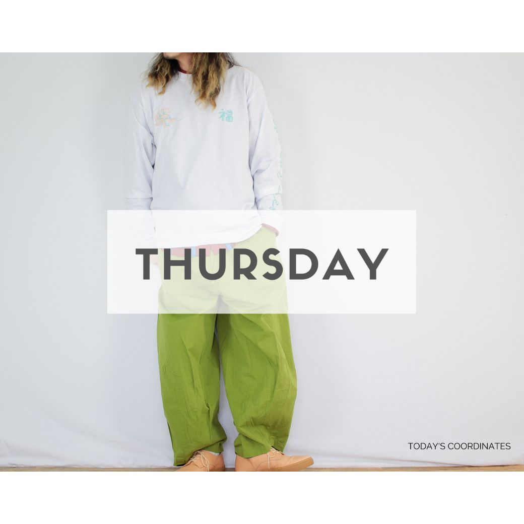 cobachiの刺繍長袖Tシャツを使ったコーディネート【木曜日】