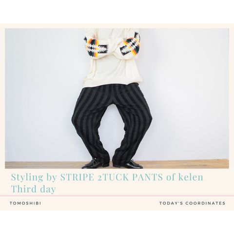 kelenのストライプ2タックパンツを使ったコーディネート【3日目】