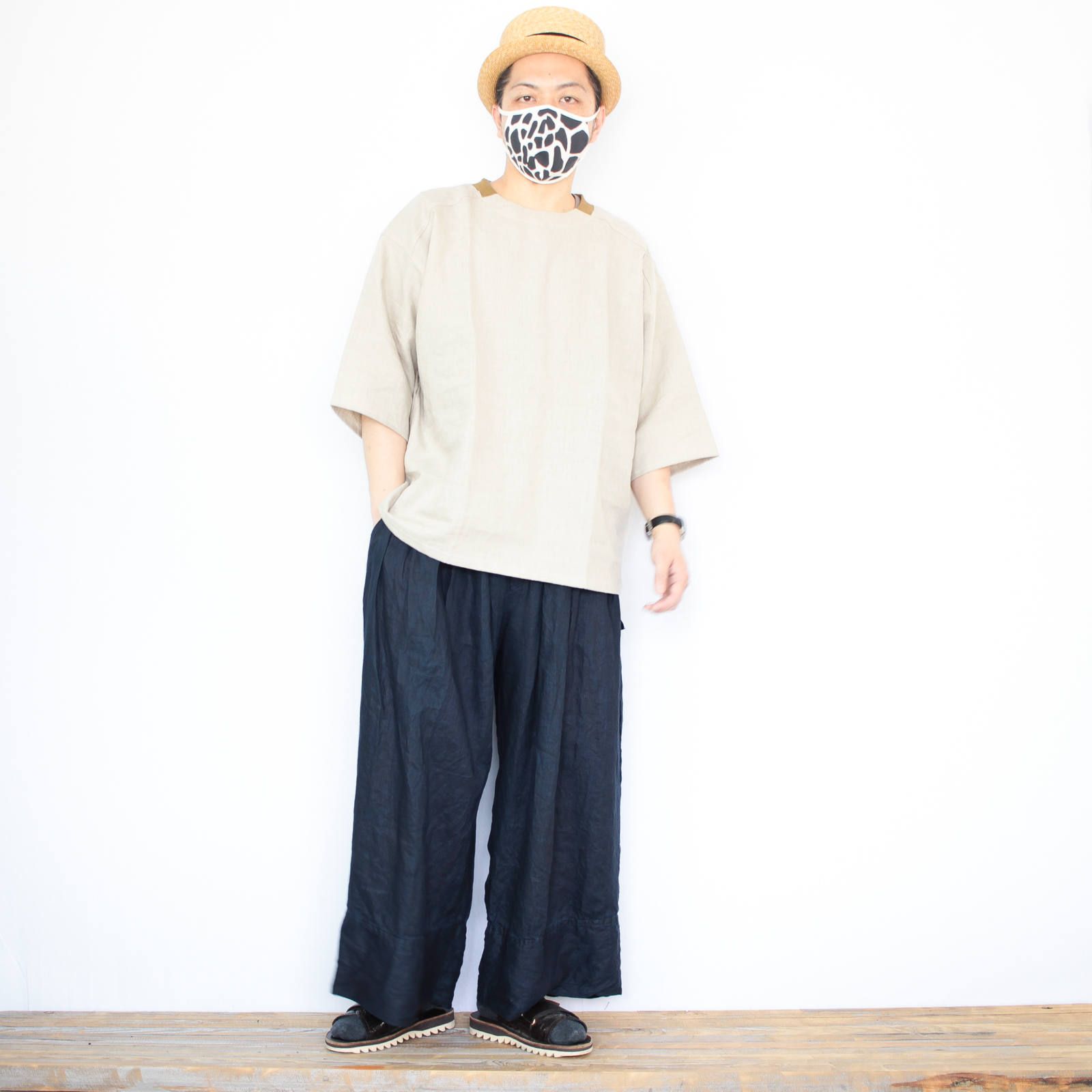 傳tutaeeのワイドリネンパンツを使ったコーディネート【2日目】