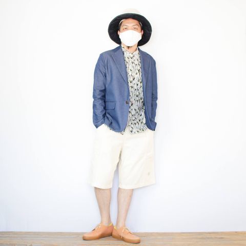 chloroの半端袖バンドカラーシャツを使ったコーディネート【3日目】