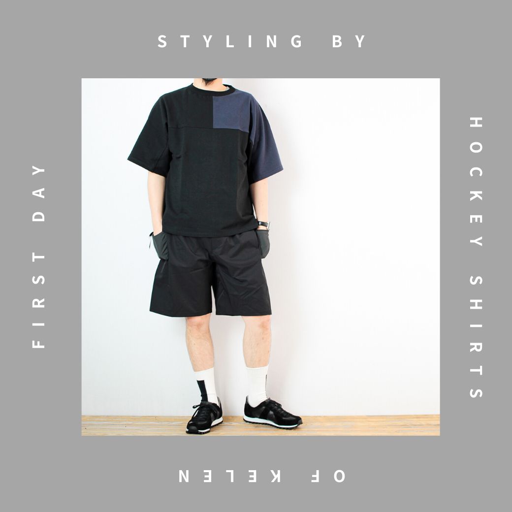 kelenのバイカラーホッケーTシャツを使ったコーディネート【1日目】