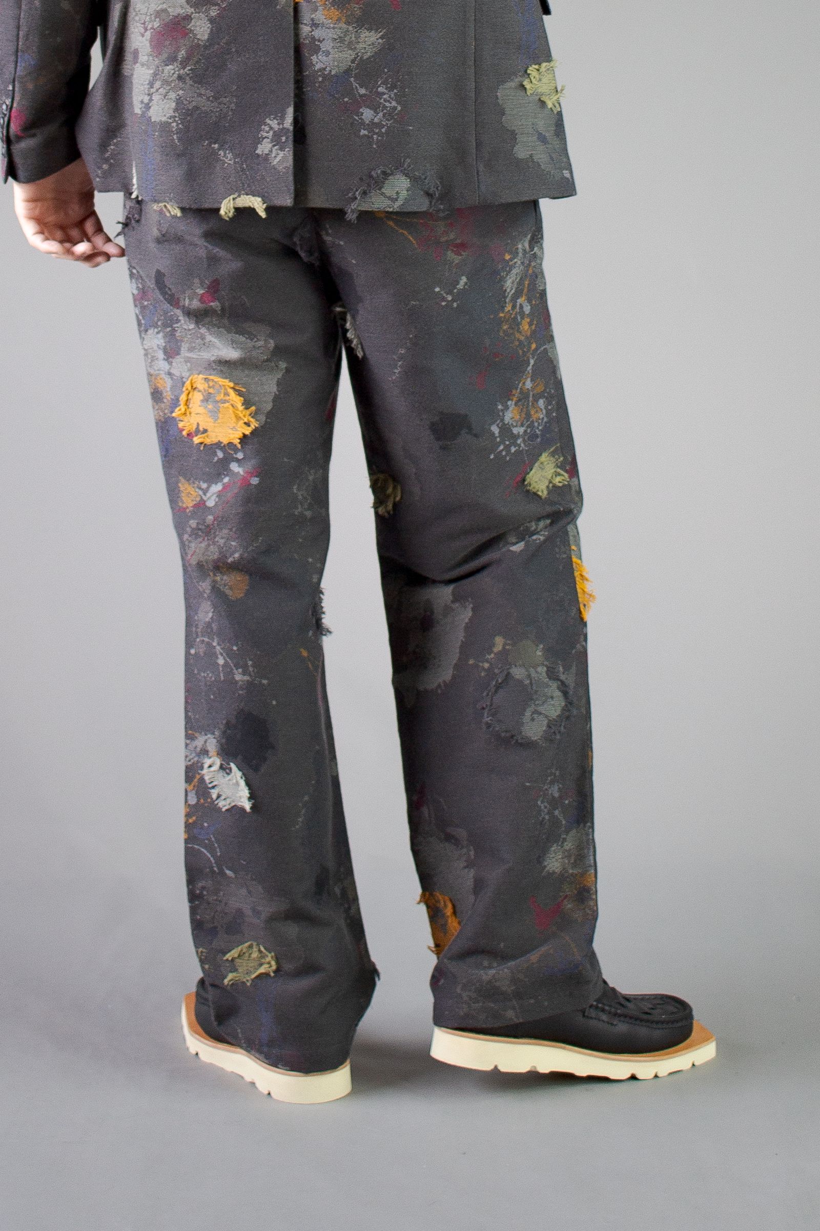 paint jacquard trousers - charcoal gray