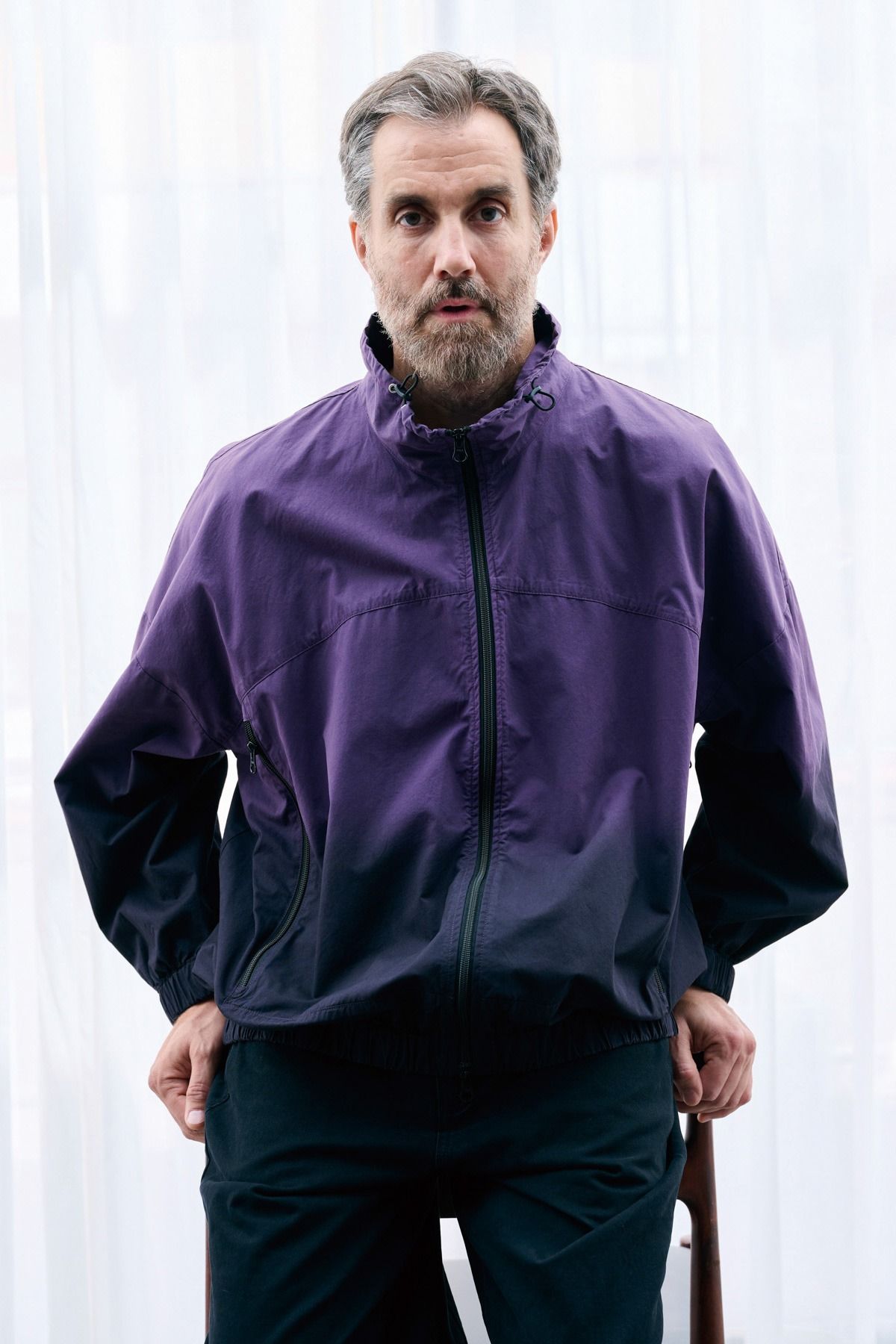 VILLON / STEP DYEING JACKET グラデーション染めトラックジャケット - PURPLE