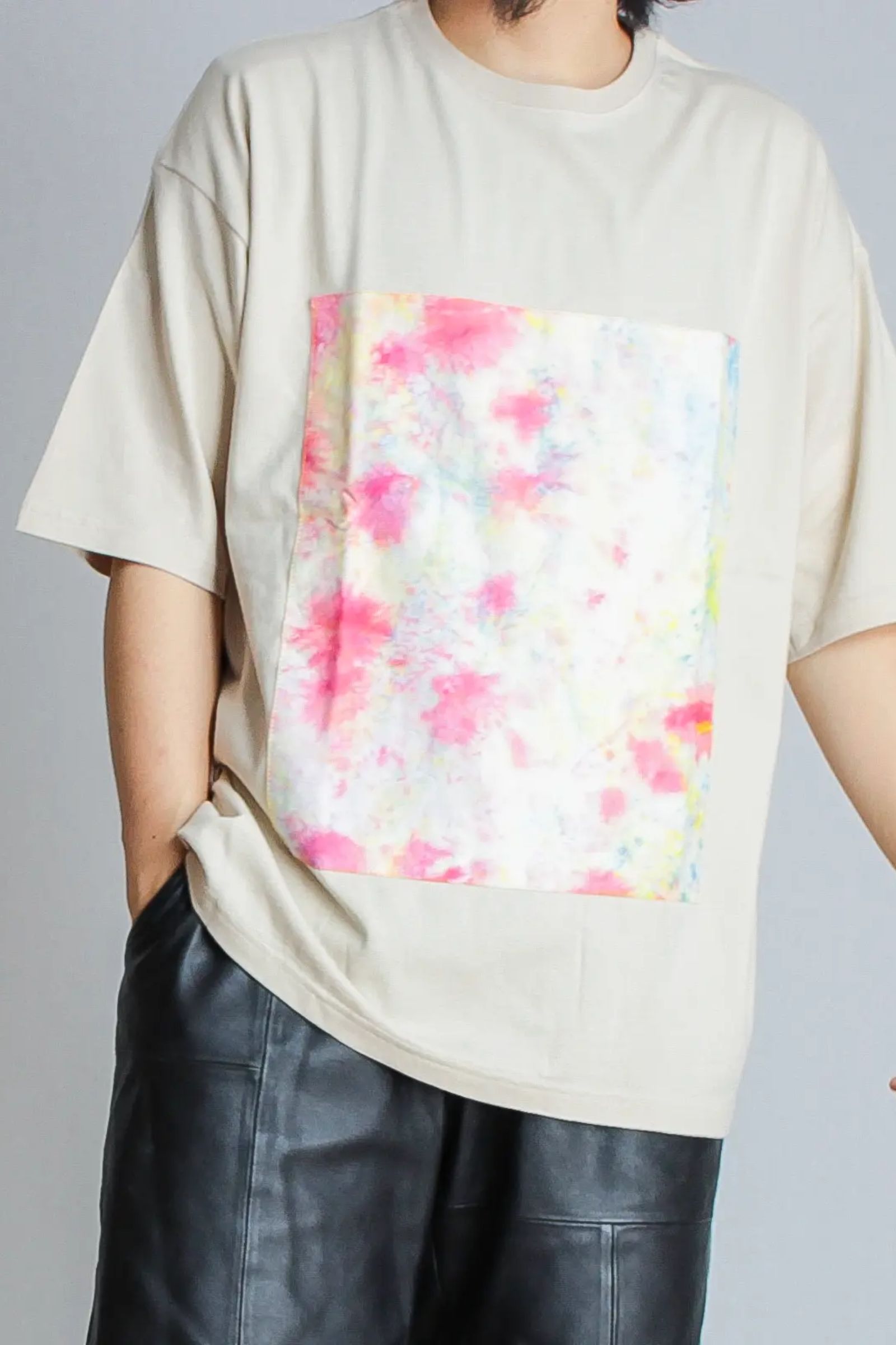 ムラ染めパネルTシャツ