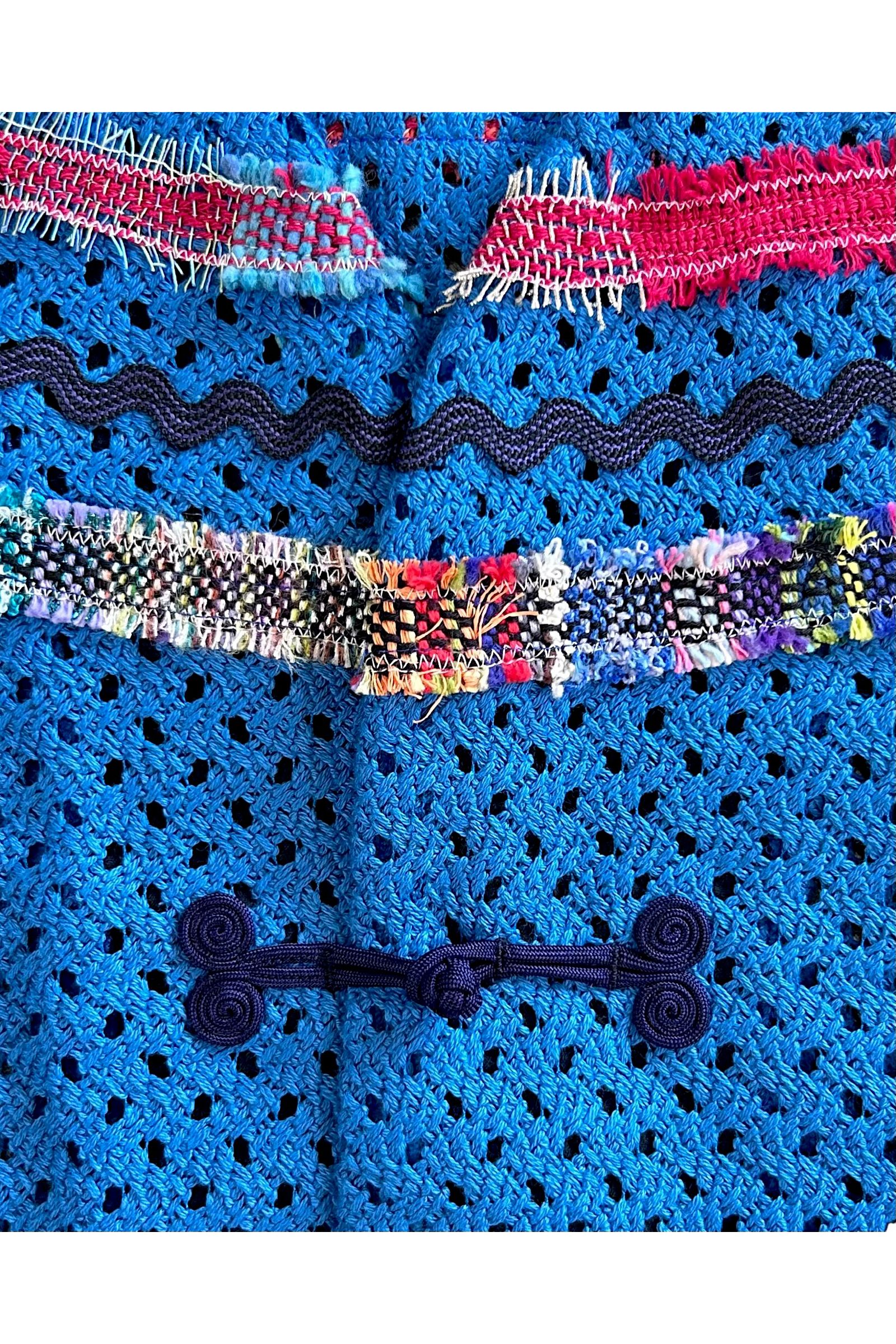 WOVEN-CARDIGAN / ウーブンカーディガン : メッシュカーディガン - BLUE
