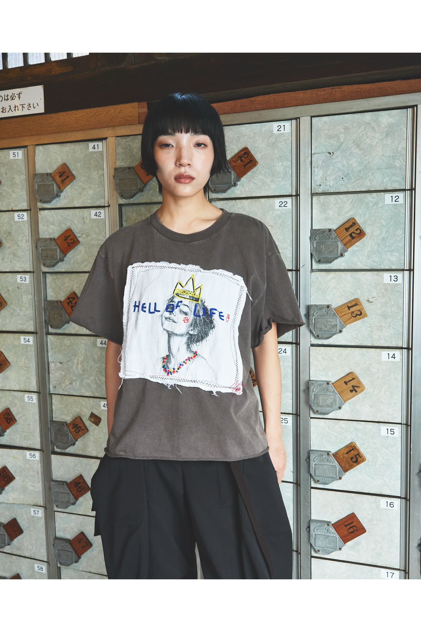 HELL OF A LIFE-TEE / ヘル オブ ア ライフ Tシャツ : 刺繍デザインTシャツ - GRAY