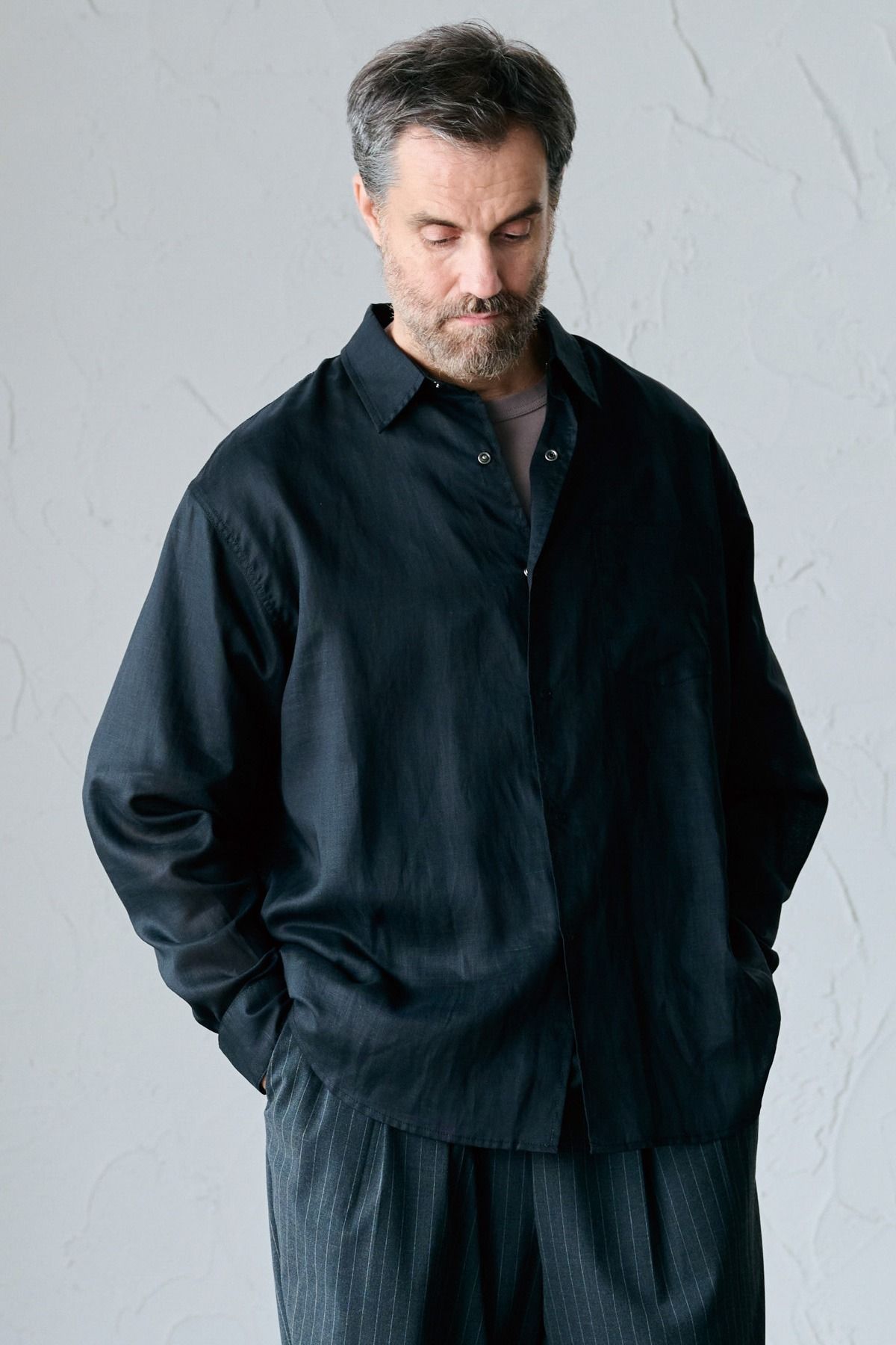 FRIESZ / LINEN LS SHIRT リネン長袖シャツ - BLACK