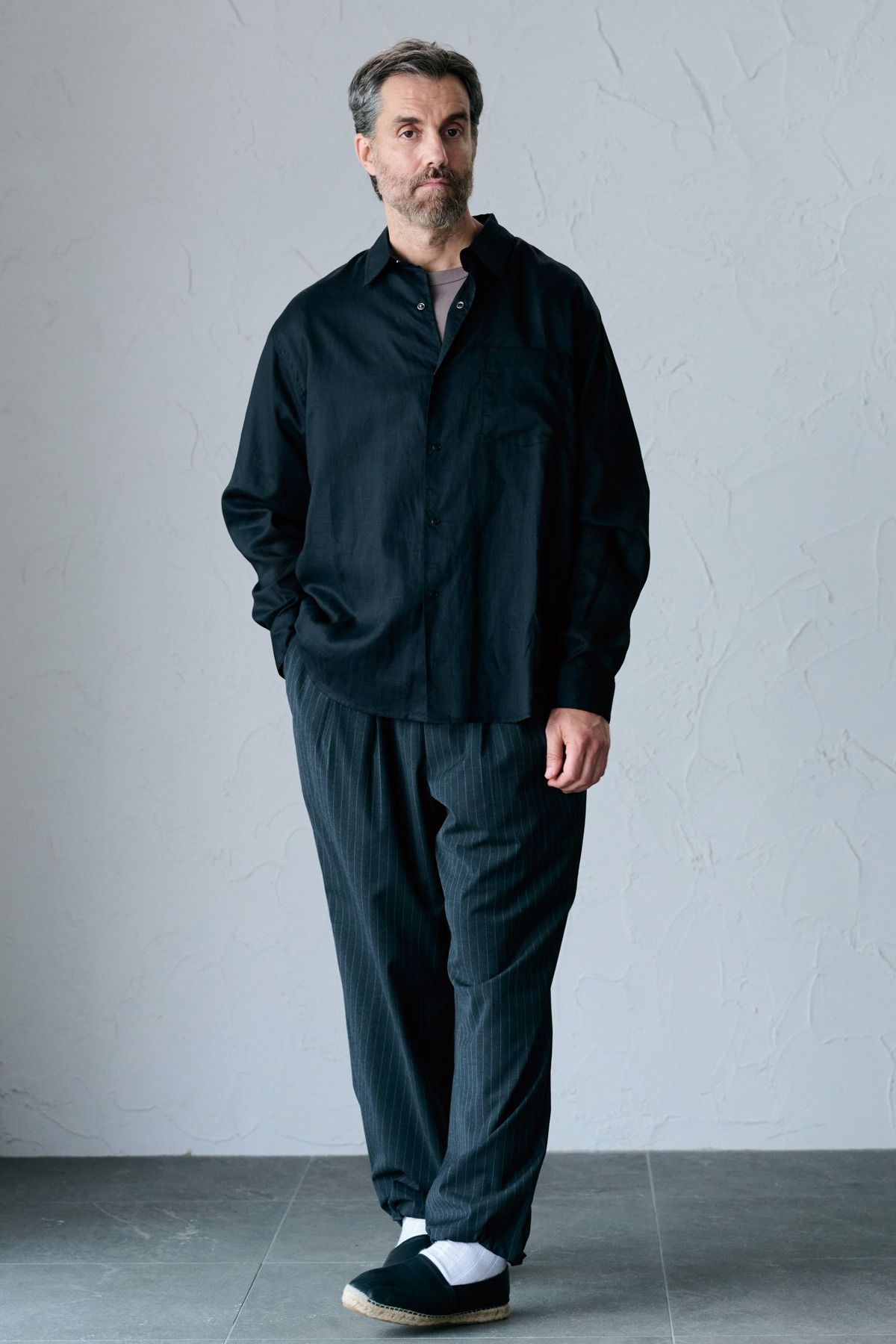 FRIESZ / LINEN LS SHIRT リネン長袖シャツ - BLACK