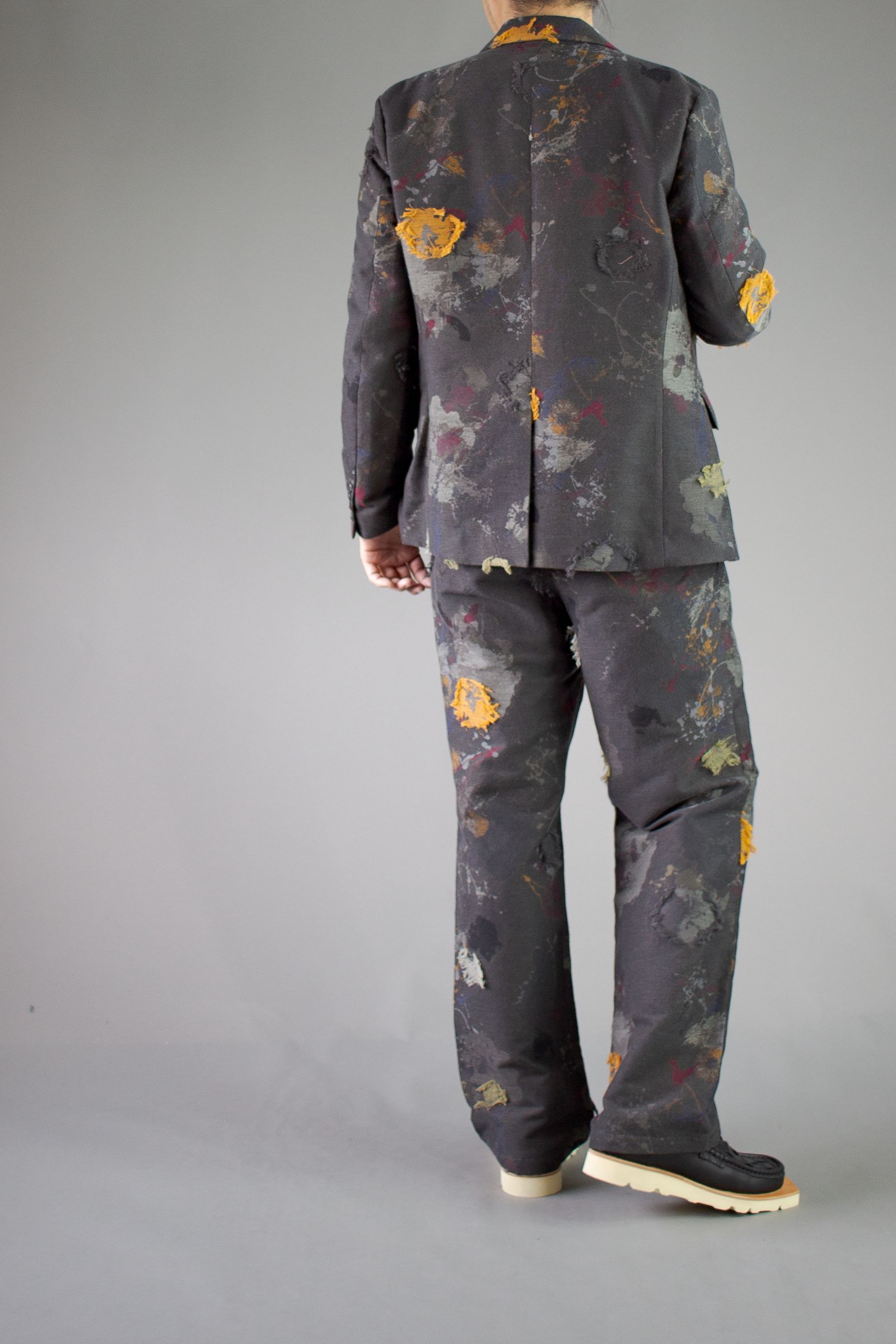 paint jacquard trousers - charcoal gray